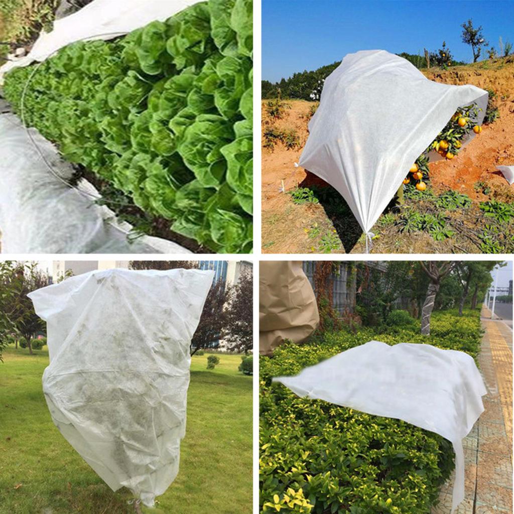 Winter Plant Cold Protection Cover Non-woven Fabric Plant Tree Shrub Cover with Drawstring Yard Garden Frost Prevention Cover