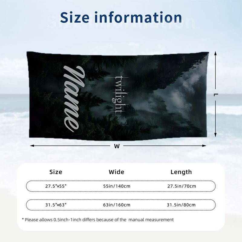 Twilight Custom Name Printed Beach Towel Personalized Soft Towel For Swimming Beach Travel
