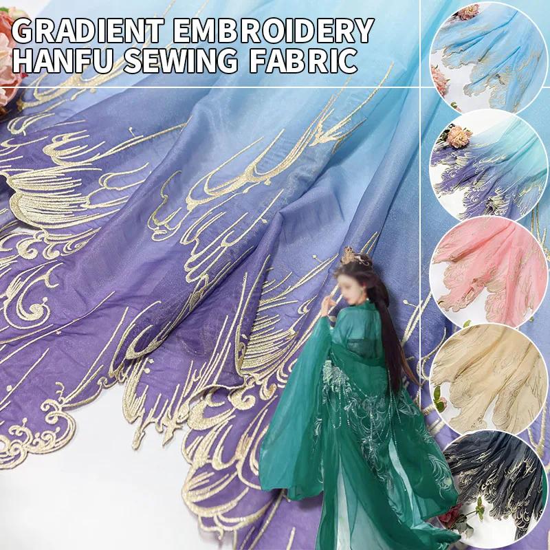 150x100cm Embroidery Lotus Leaf Soft Fabric Diy Hanfu Shirts Doll Cloth Chinese Style DIY Sewing Craft Organza Tulle Material