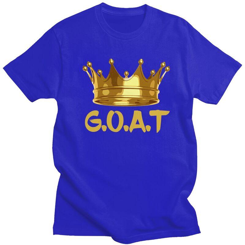 Golden Crown GOAT King TShirt Pure Cotton Tees Shirt Streetwear Tshirts Casual ShortSleeve Clothes For Men Birthday Gift