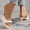 Sweet White Bowknot Decoration Slippers Women 2025 Summer Leisure Square Toe Slip On Shoes Spike High Heels Sandals Women