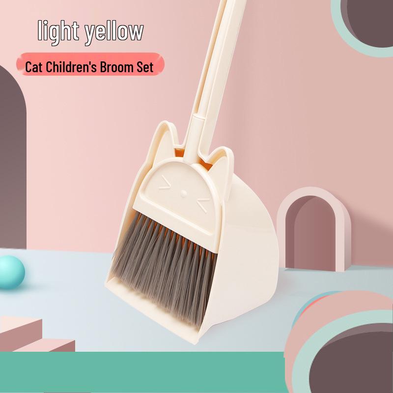Kids' Cat-Themed Cleaning Set: Mini Broom, Dustpan, and Mop for Playhouse and School