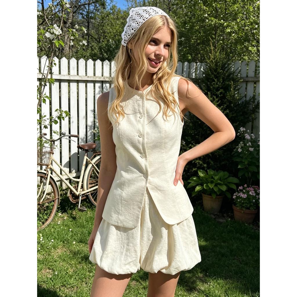 Cross-border Vest Skirt Set European and American Summer Sweet Temperament Vest Bud Skirt Set