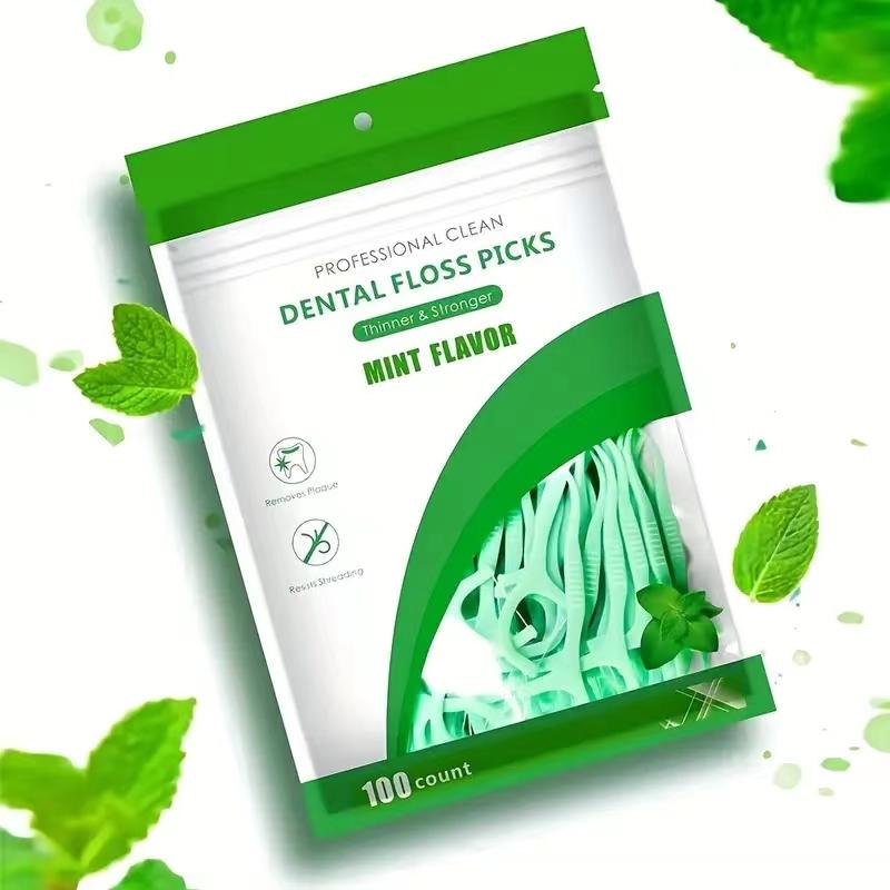 500Pcs Mint Mouthed Dental Floss - Interdental Cleaning Floss - Disposable Care Floss Stick - Suitable For Oral Care Cleaning