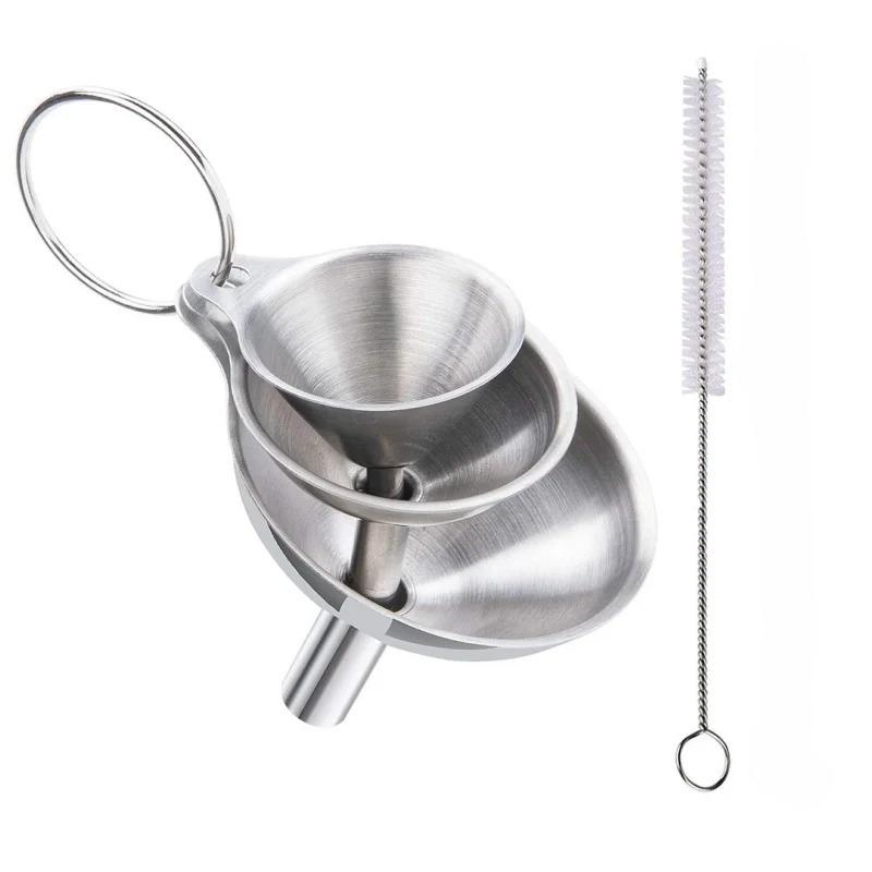 

Набор из 4 штук кухонных воронок из нержавеющей стали, металлические воронки пищевого класса для наполнения бутылок, маленькие воронки для эфирного масла, специй