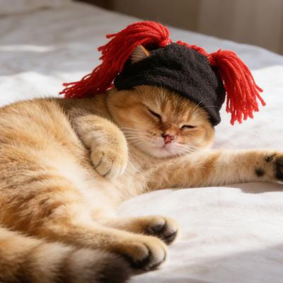 Yousheng Fun Rock Pet Hat Adjustable Cat Hat with Ear Holes Cute Pet Hat with Yarn Hairs for Small Dogs Cats Party Costume Photo Prop