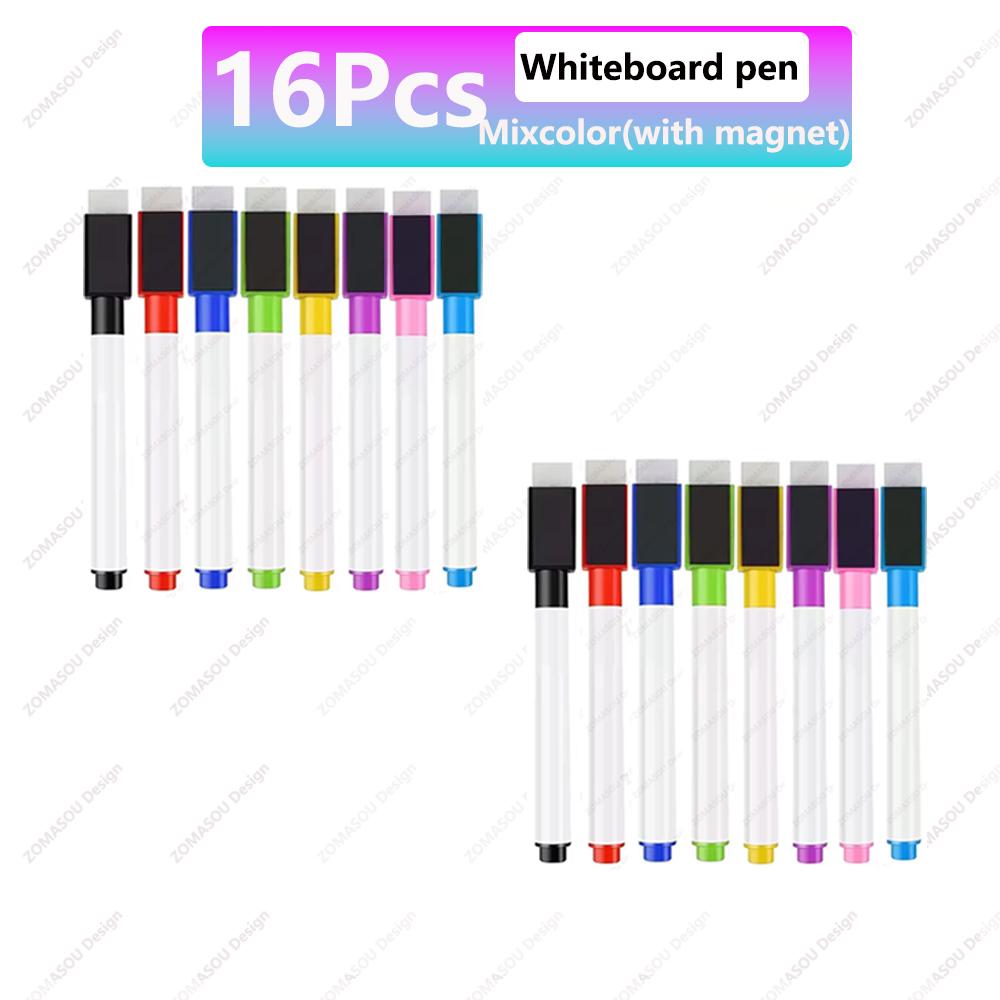 48-1Pcs Magnetic Erasable Whiteboard Pen Color Options Numbering Stationery Office Teaching Supplies for Student Blackboard Note