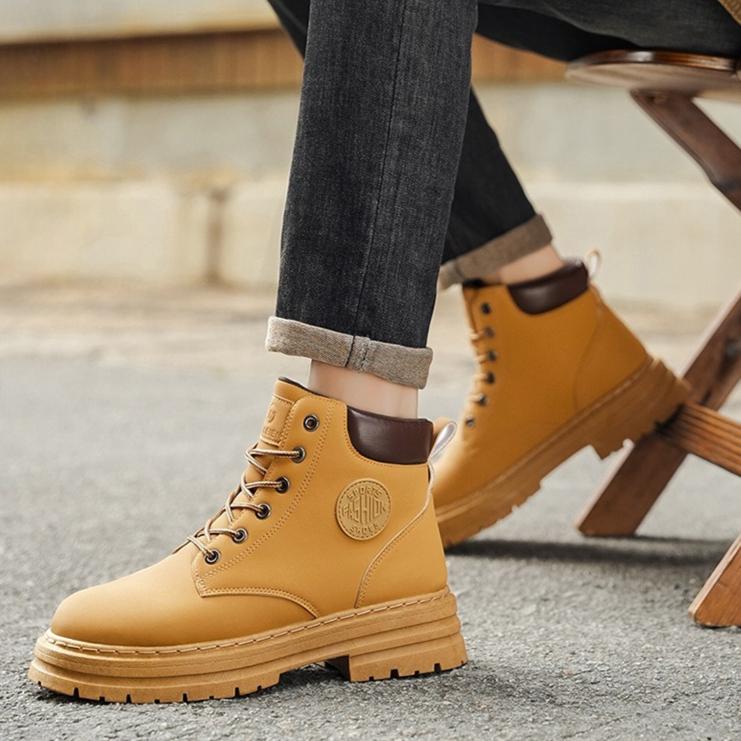 Martin Boots for Men – Autumn New High-Top Work Boots, British Style Short Boots, Korean Style Versatile Thick Sole Trendy Shoes