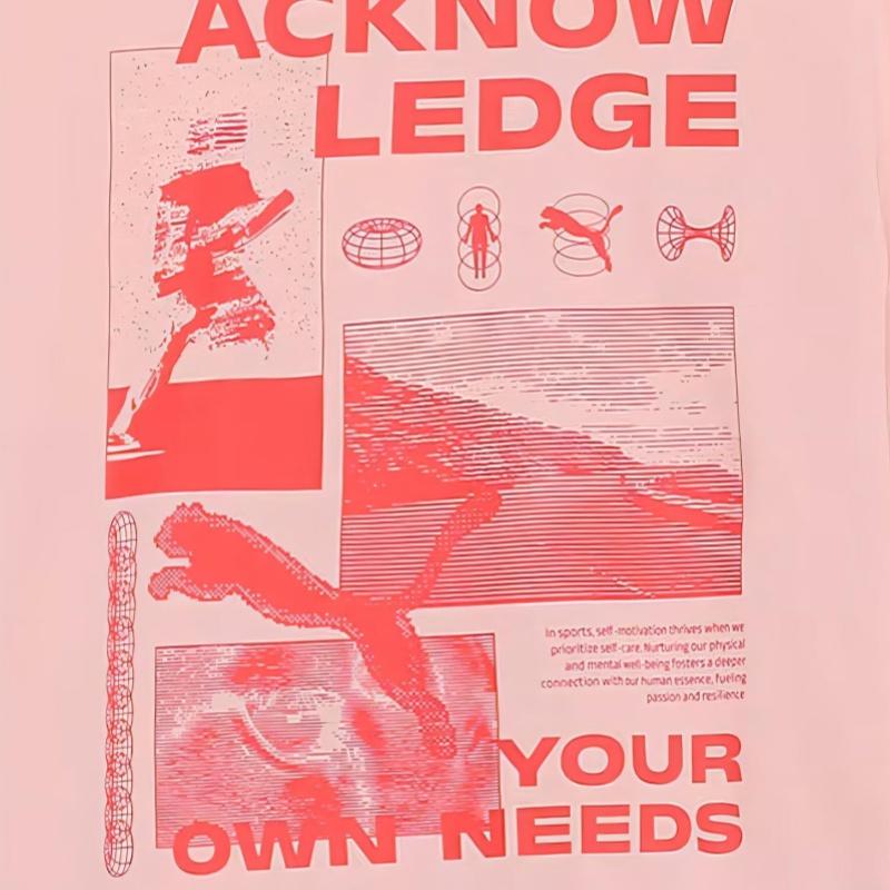 Puma Classic Versatile Fashion Solid Color Short Sleeve Dopamine T-Shirt Unisex Tops Pink 633335-19