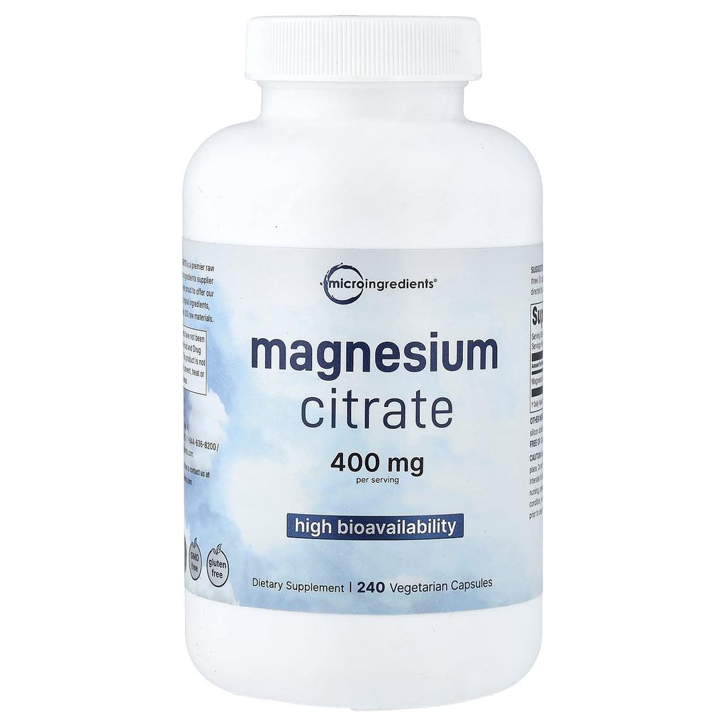 Micro Ingredients, Magnesium Citrate, 240 Veggie Capsules (133mg per capsule)