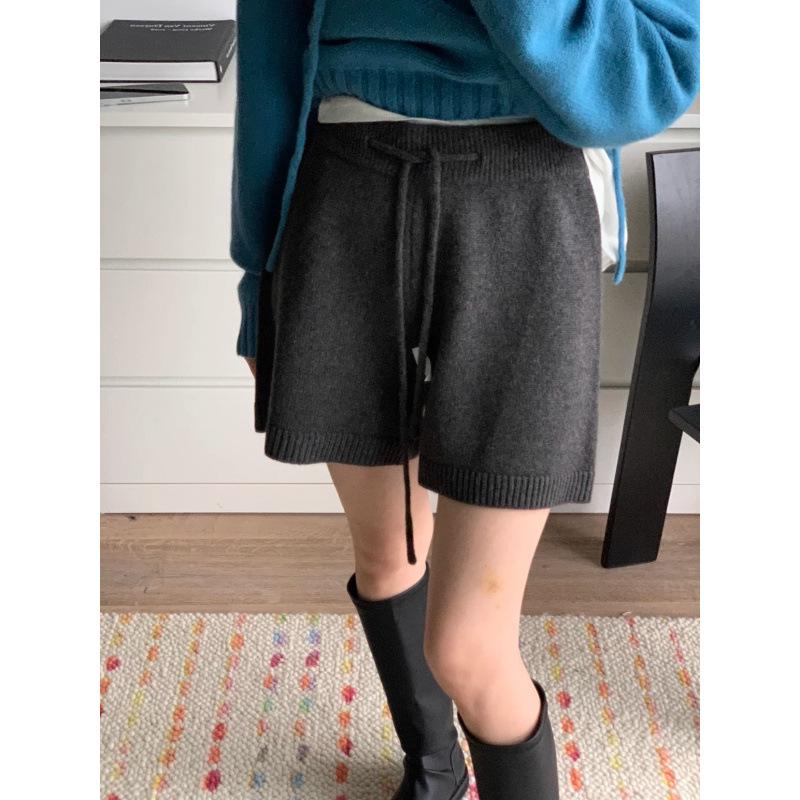 Women's High Waist Knitted Wide-Leg Shorts, Autumn/Winter 2025 A-Line Casual.