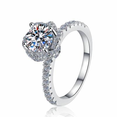 D farge 1 karat moissanite ring for kvinner S925 sterling sølv ring rose knopp forlovelsesring diamantring giftering gave til kjæresten