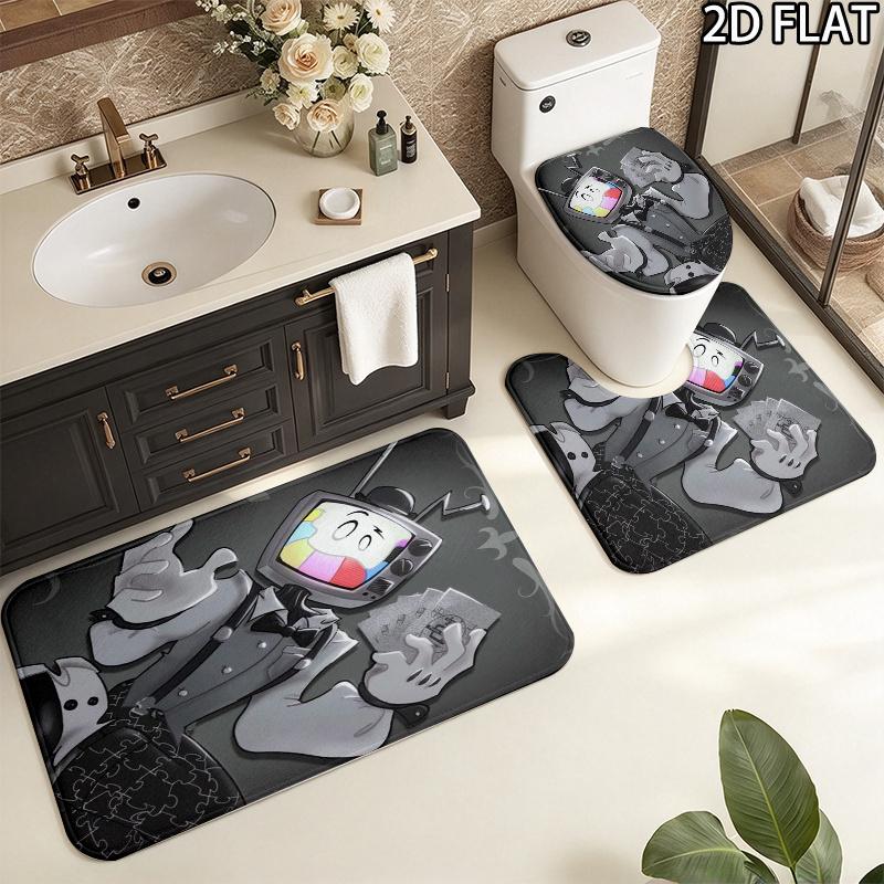 3Pcs Flannel Toilet Mat Set Mtdmr Puzzles Smg4 Bathroom Rug Bath Carpet Non Slip Home Decor