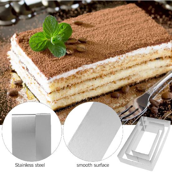 DOITOOL 3Pcs Stainless Steel Cookie Cutters Biscuit Molds Mousse Mold Mousse Cake Ring Rectangle Cookie Cutter Metal Baking Ring for Tiramisu Cheese