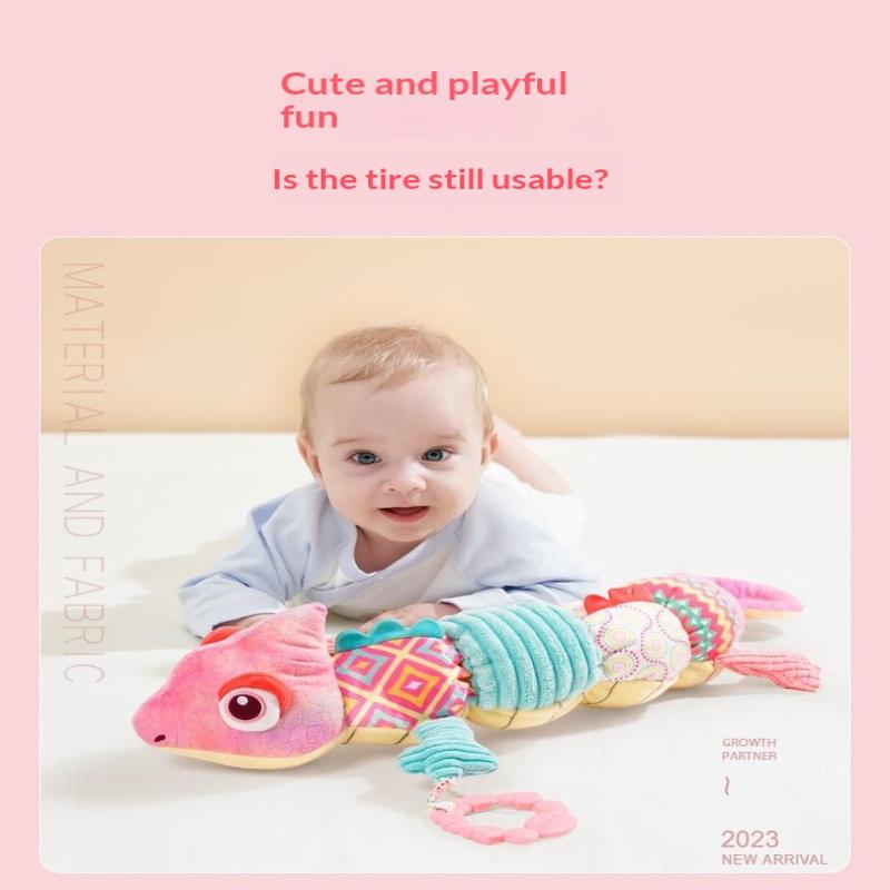 Toddler Sensory Musical Plush Animal Toys With Rattles Crinkle Bell Teething Toy for Infant Car Seat Travel