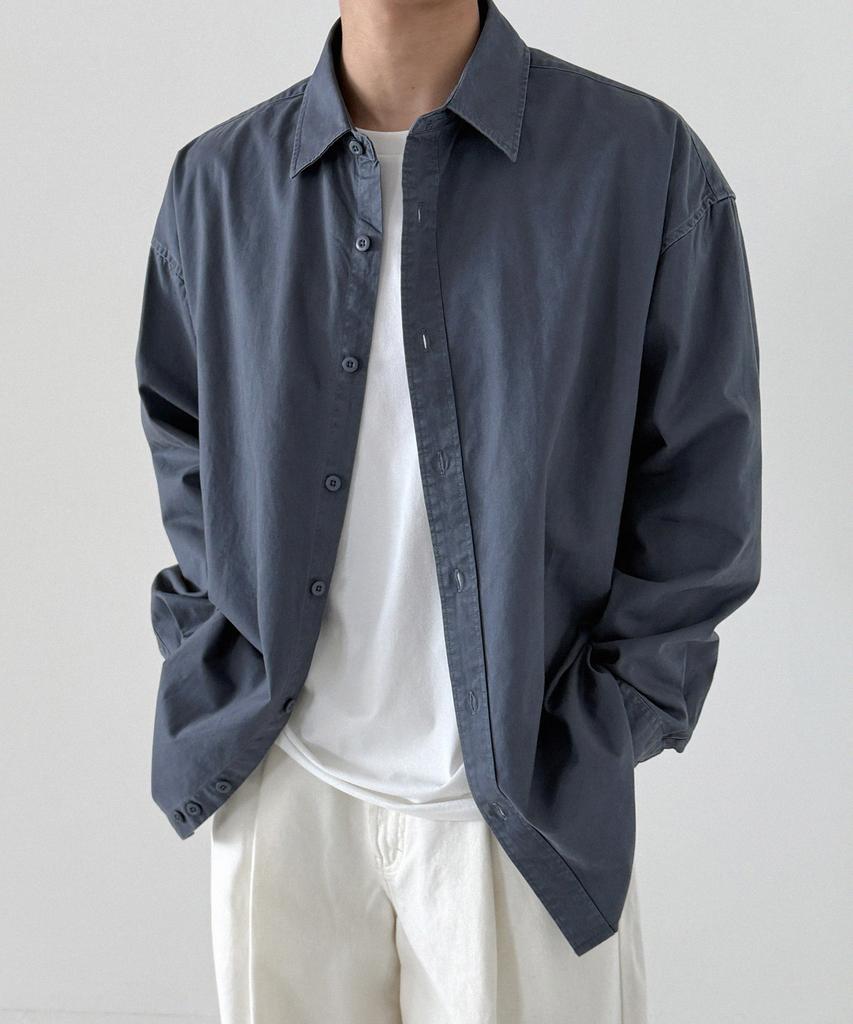 ORIGINALDAY Vintage Oversized Pigment Washed Shirt Blue