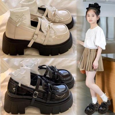 Lente 2026 Dames Mary Jane Leren Schoenen - Trendy Strik Gesp, Dikke Hak, Japanse Stijl