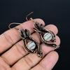 Rainbow Moonstone Earrings, Gemstone Handmade Pure Copper Wire Wrap Jewelry Earrings, Love Forever Gift