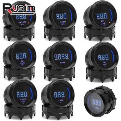 52mm Car Digital Turbo Boost Gauge Water Temp Oil Temp Oil Pressure Gauge Voltmeter EXT Temperature Tachometer RPM Gauge