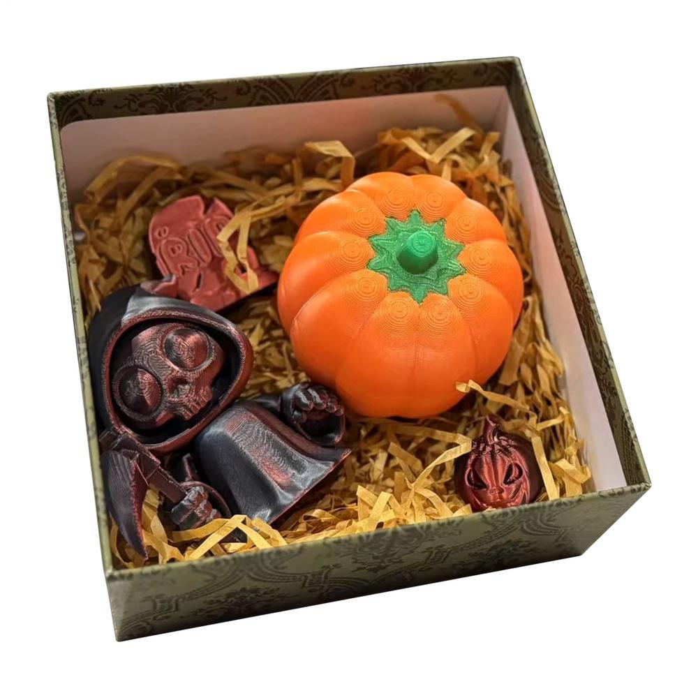 

Halloween Pumpkins 3D Printed Halloween Set Festive Atmosphere Ornament Cosplay Prop for Photo Desk Display Collectible Holiday білий