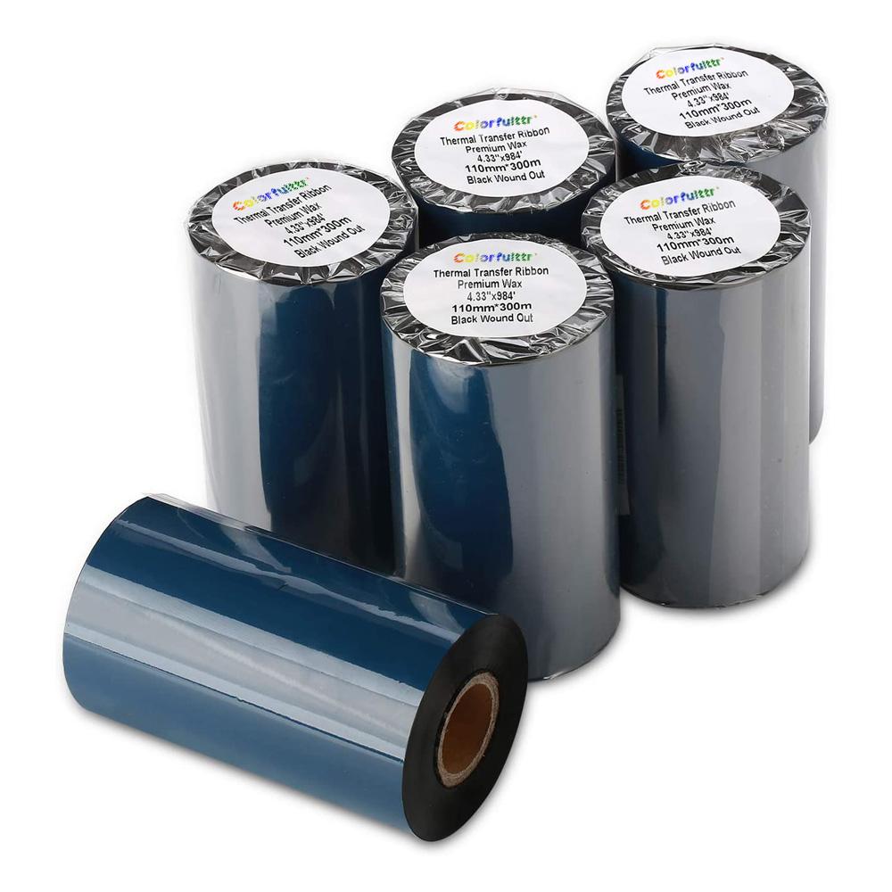 Thermal Transfer Resin Enhanced Wax Barcode Ribbon Black 110mm X 300m Roll Compatible for Zebra Label Printers (Black,CL344X) чёрный