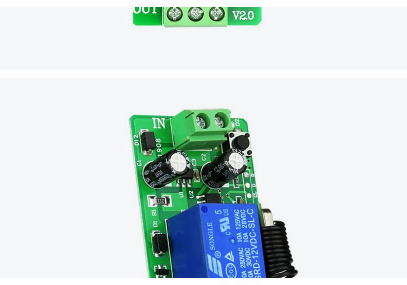 12V DC Single Channel Remote Switch with Long-Range Wireless Door Button.