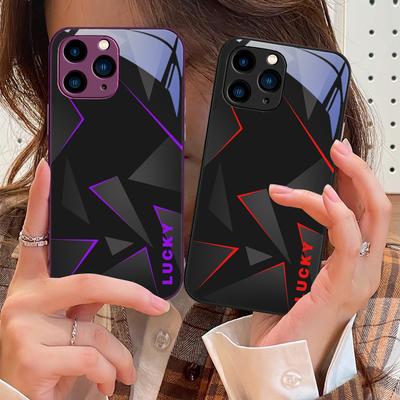 Line Diamond Grid Für IPhone 16 Pro Max 15 Pro 14 13 12 Mini 11 XS Max XR 7 8 Plu SE 2022 Hartglas-Handyhülle