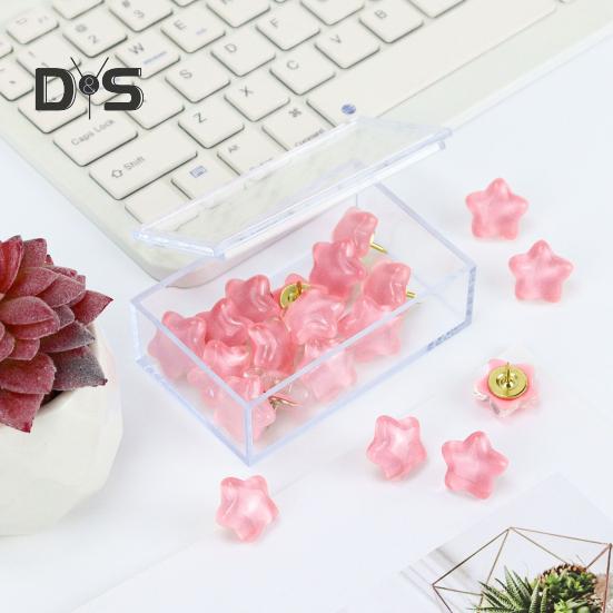 20 Pcs Star Glitter Push Pins Thumb Tacks with Storage Box Sparkly Push Pins for Bulletin Board Corkboard Photo Wall Office or Home