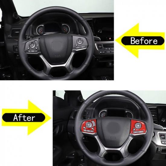 Red Carbon Fiber Steering Wheel Button Frame Sticker For Honda Pilot 2017-23
