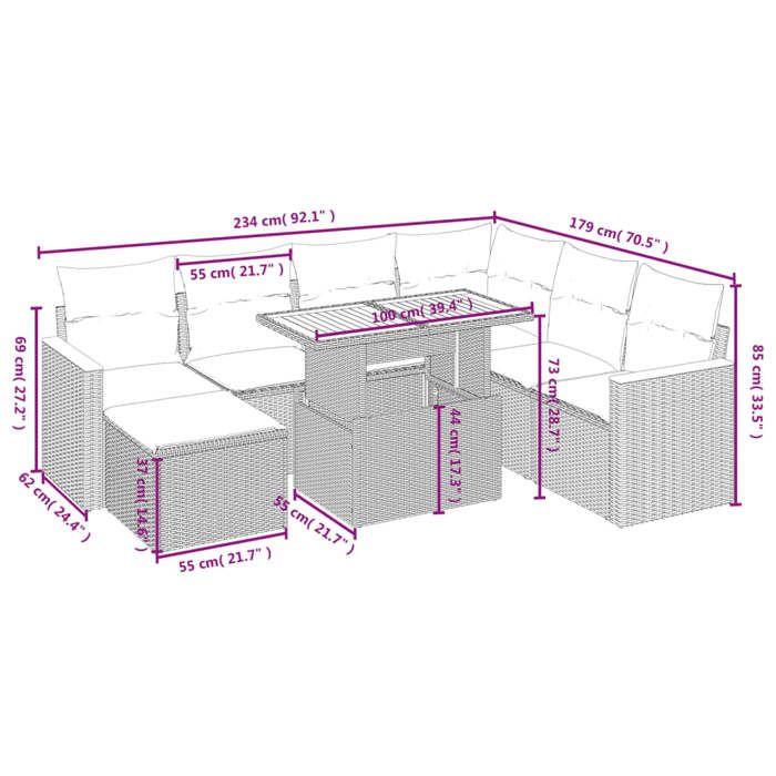 VidaXL Garden Lounge Set with Cushions 8 Pcs, Patio Sofas, Patio Furniture Set, Outdoor Furniture, Black 3276052