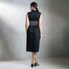 Vestido Midi Feminino Sem Mangas Virgio com Caimento Ajustado e Rodado e Decote em V