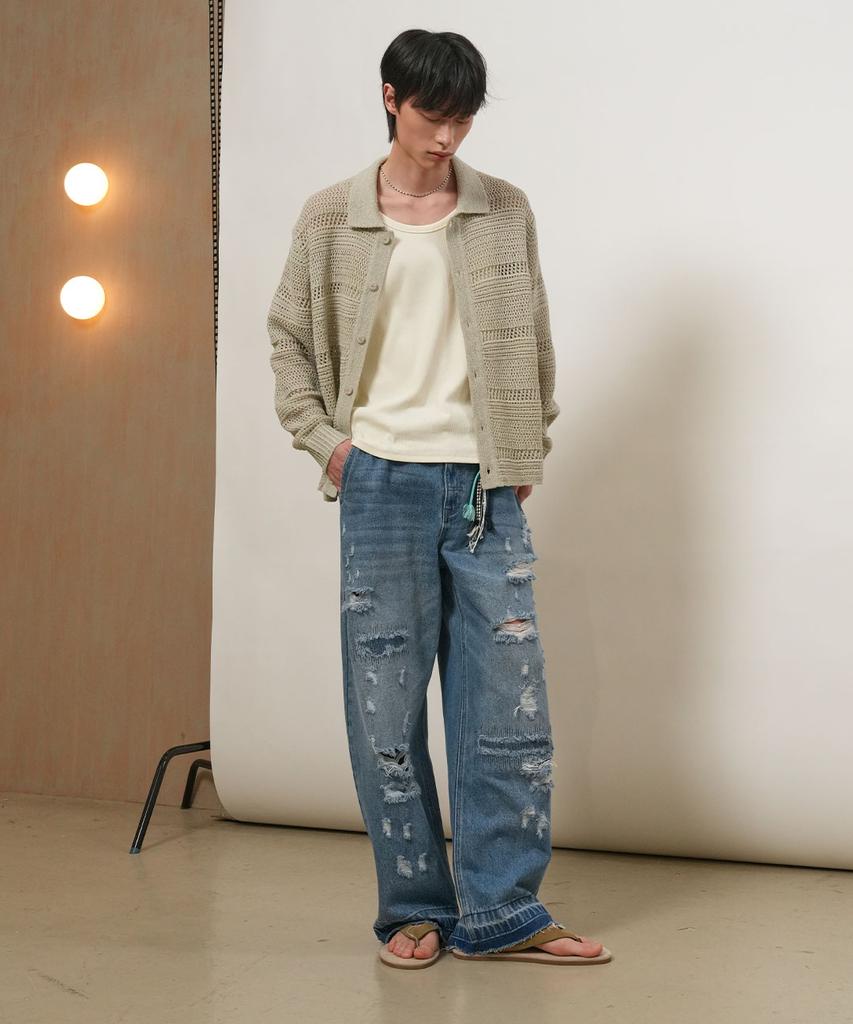 GENERALIDEA Man Distressed Denim Pants [Blue] / Gf1Mpt015