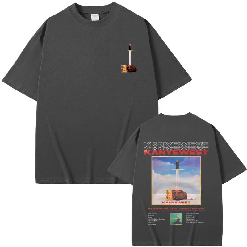 Rapper Kanye West Late My Beautiful Dark Twisted Fantasy Graphic Tshirts Unisex Hip Hop Vintage Tshirt Fashion Oversized T Shirts