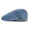 Rhomboid Denim Basker Damer Tvättad Tjock Framåt Cap Cap Paintwork Cap Newsboy Caps för män