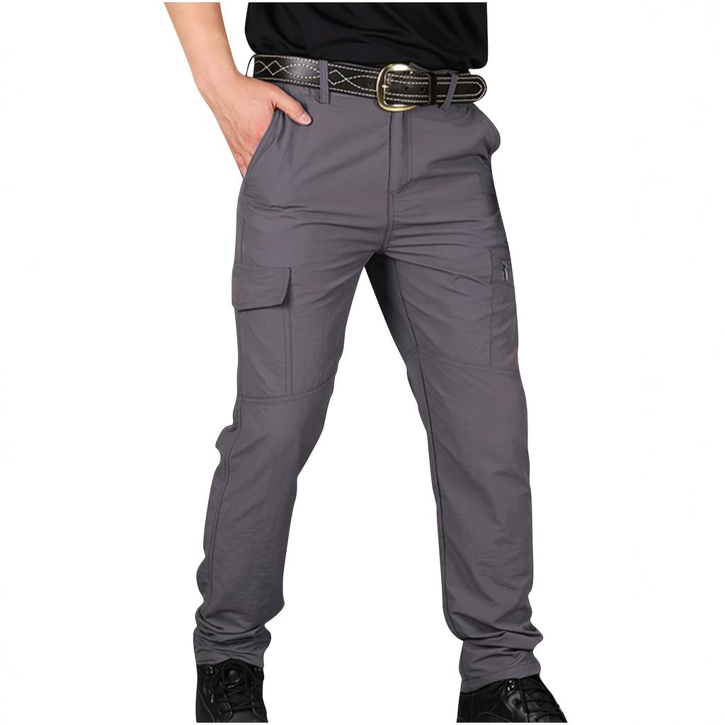 Men's summer tactical trousers combat anti-splashing multi-bag wear-resistant solid color overalls trend spot