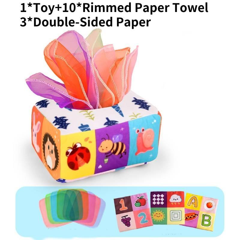Strapazierfähiges Baby-Taschentuchbox-Spielzeug Für die Früherziehung Weicher Stoff Reißfest Für 0-1-Jährige