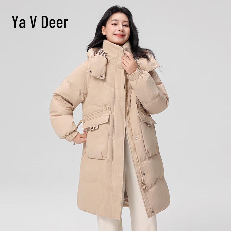 Yalu Women's Mid-Length Hooded Duck Down Jacket