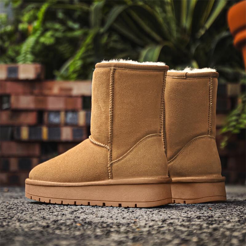 Shenbaolai Women's Sheepskin Lined Snow Boots