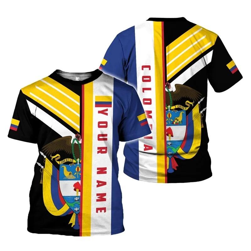 Full Print Colombia Flag Graphic Tshirts For Men New In Casual Crew Neck Short Sleeve T Shirt Streetwear Men's Oversized Tees