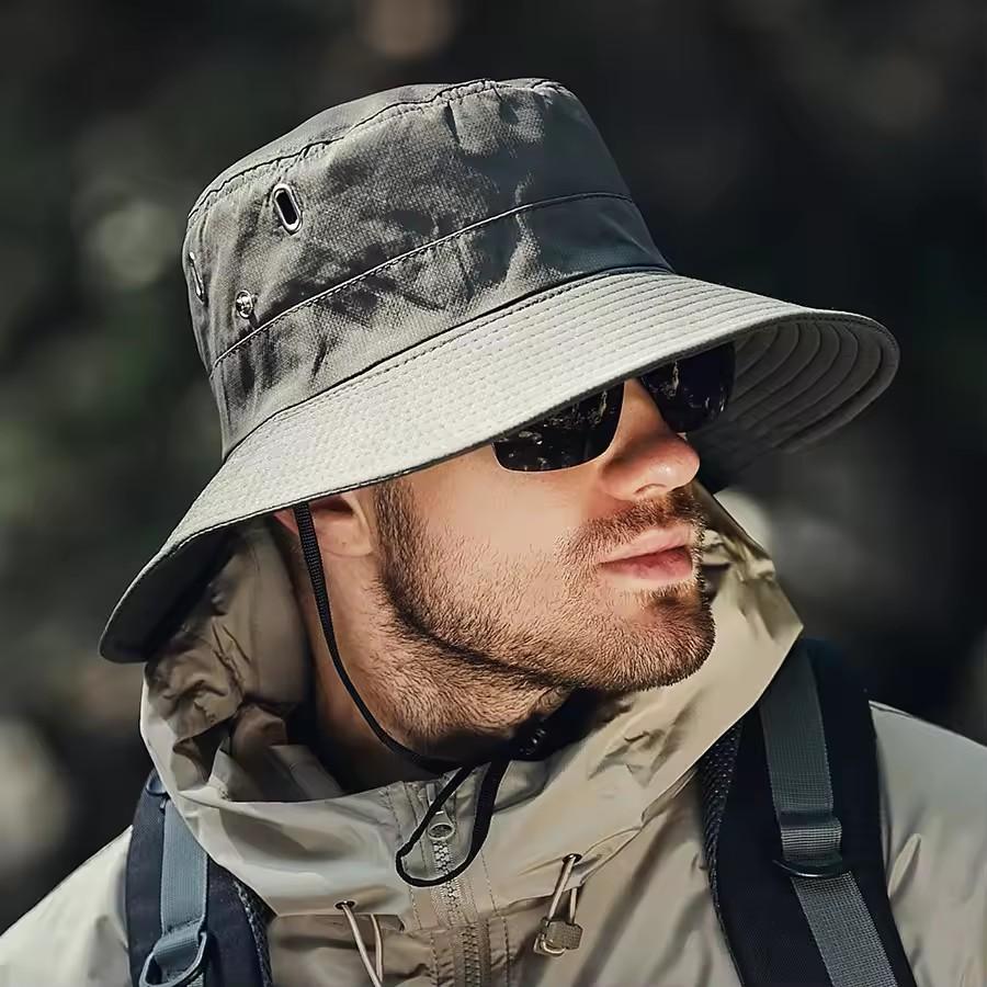 Letní klobouk typu bucket hat pro muže Rybářská čepice Rybářská venkovní sluneční clona Široký okraj Opalovací krém Jízda na kole Turistika Opalovací krém Sluneční klobouk