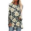 Women's Fashion Casual Long Sleeve  Print Round Neck Pullover Top Blouse