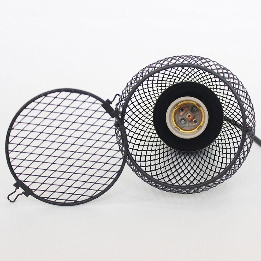 Ceramic Heat Emitter Pet Heating Lampshade Iron Mesh Dome E27 Bulb Holder Reptile Heat Lampshade Double Cage