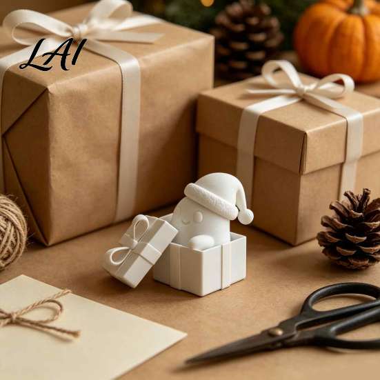 Decorative Holiday Figures 3D Printed Christmas Gift Box Ghost Figurine Ornaments Cute Cartoon Creative Gifts Halloween Pumpkin Desktop Decoration