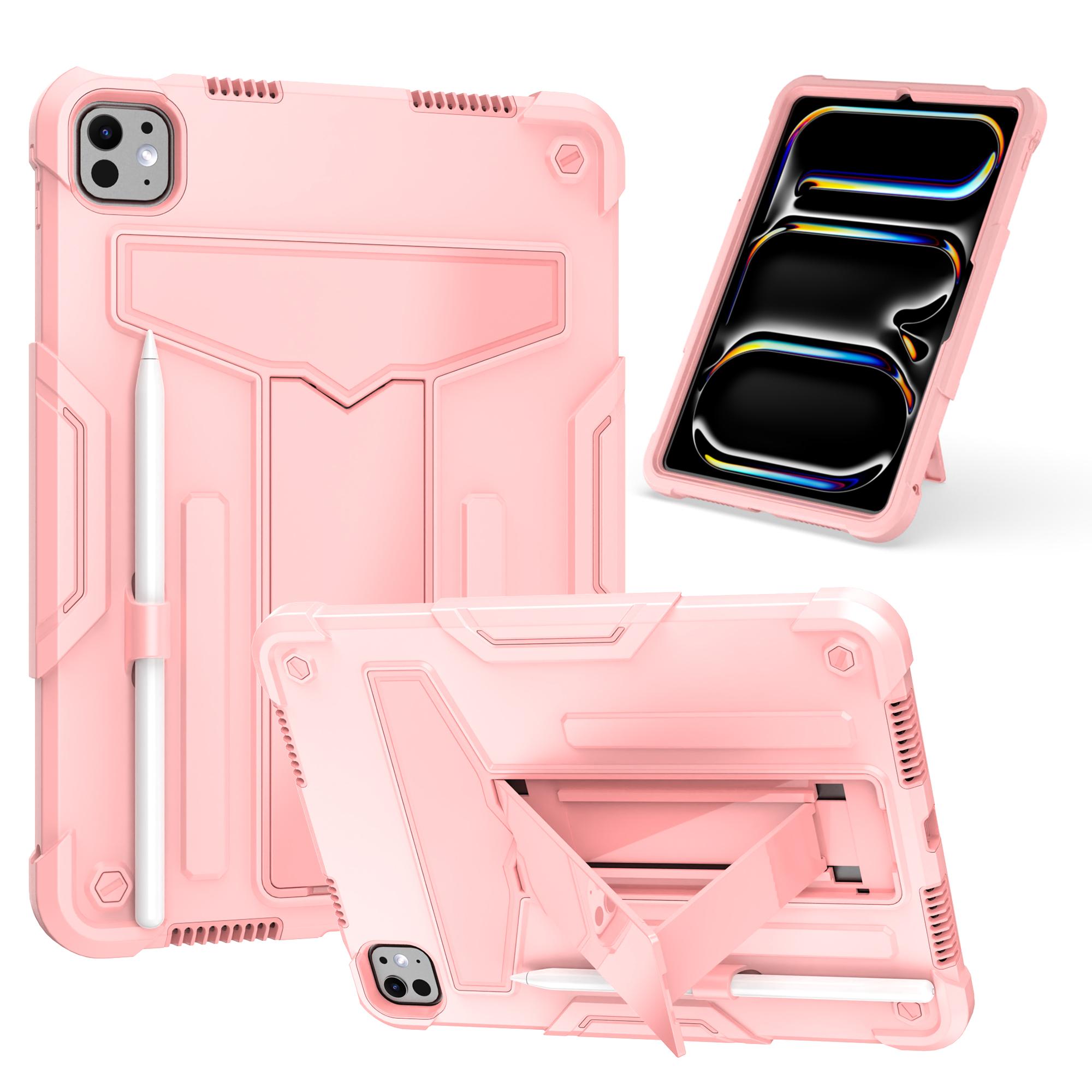 

Built-in Kickstand Armor Case Universal for iPad Pro 11 2025 M5 2024 M4 A3357 A3358 A3359 A2836 A2837 A3006 Heavy Duty Cover iPad Pro 11 2024 M4 розового золота