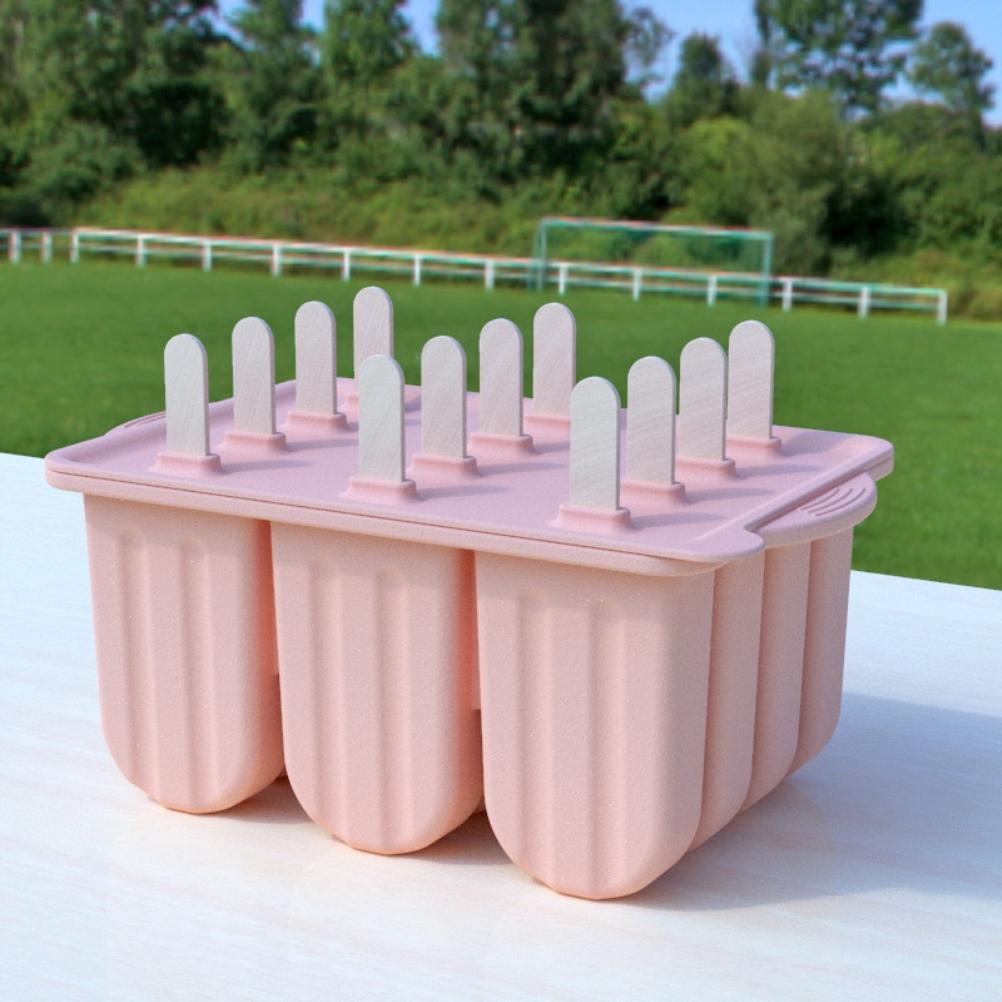 12 Cavity Silicone Popsicle Mold With Lid DIY Ice Cream Lollipop Maker