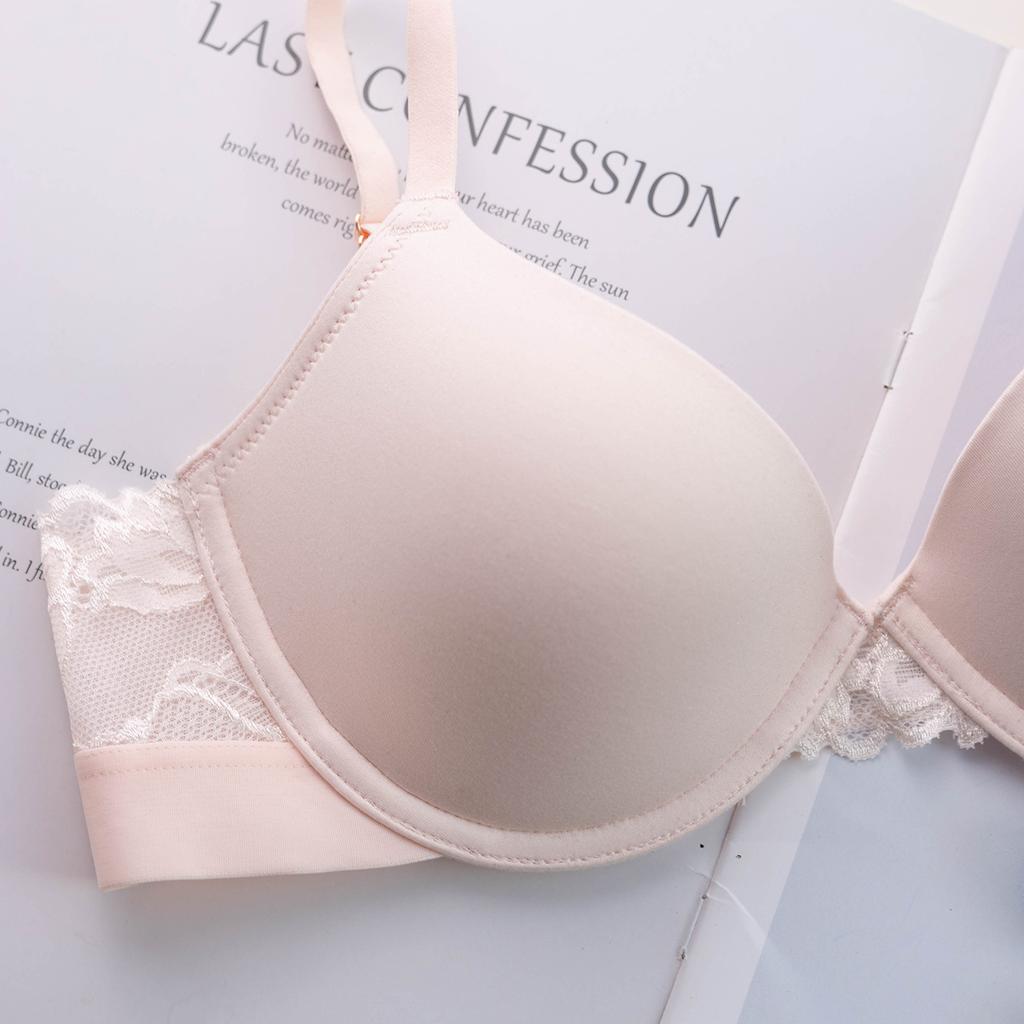 Glossy Simple Lace Polished Girl Bra Small Breasts Gathered Side Closed Beautiful Back Underwear Student Bra Thin