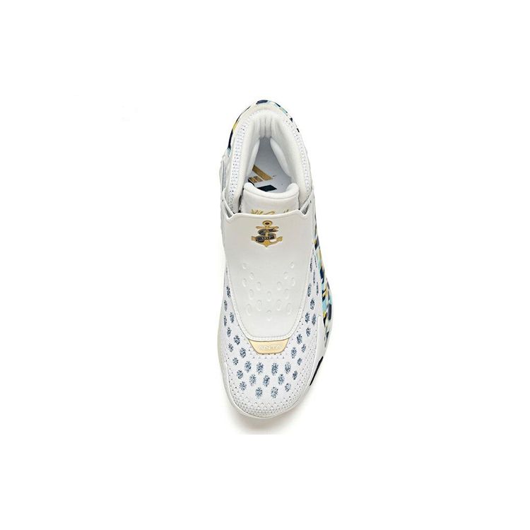 Anta KT5 Thompson 5 Veteran Shock Absorption Non-Slip Wear-Resistant High-Top Basketball Shoes Men Basketball Shoes White Blue Yellow 11941101-9