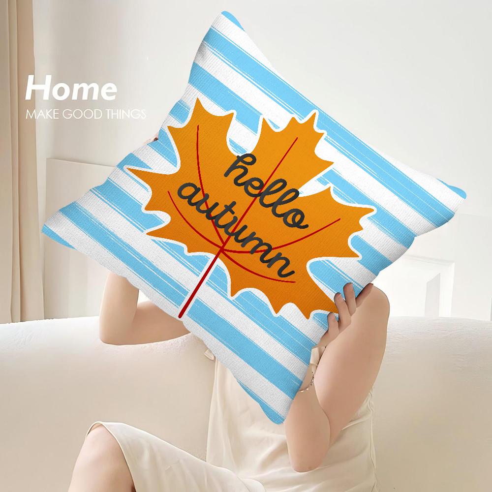 Fall Maple Leaf Print Pillow Case Sofa Decorative Home Double-sided Print Plush Square Throw Pillow Covers Cushion Decor Cover