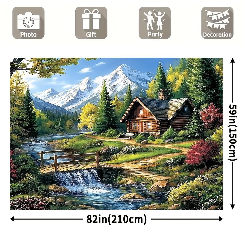 1Pc Elegant Forest Scenery Tapestry - Durable Polyester, Multiple Sizes (39X59In To 70.8X90.5In) - Ideal For Christmas Decor And