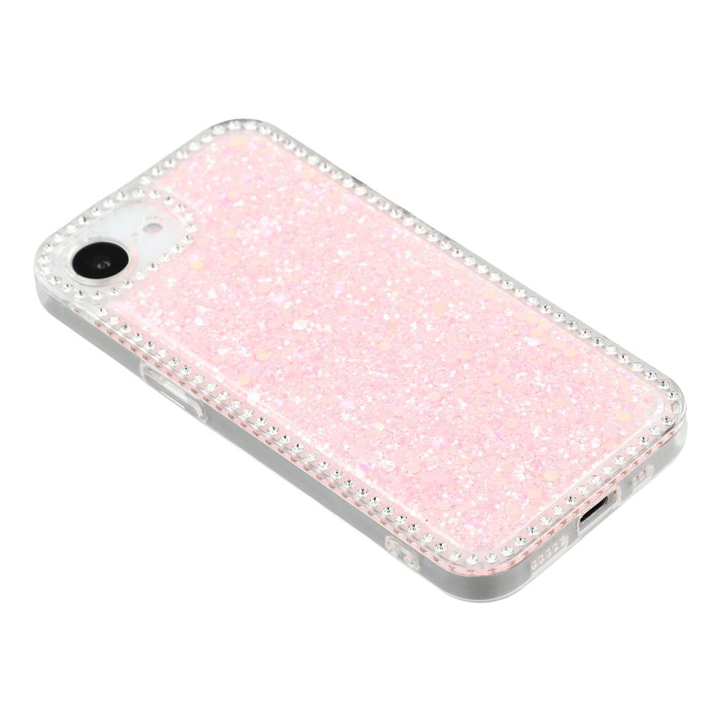For iPhone 16e Case Rhinestone Edge Glitter Epoxy TPU Phone Cover